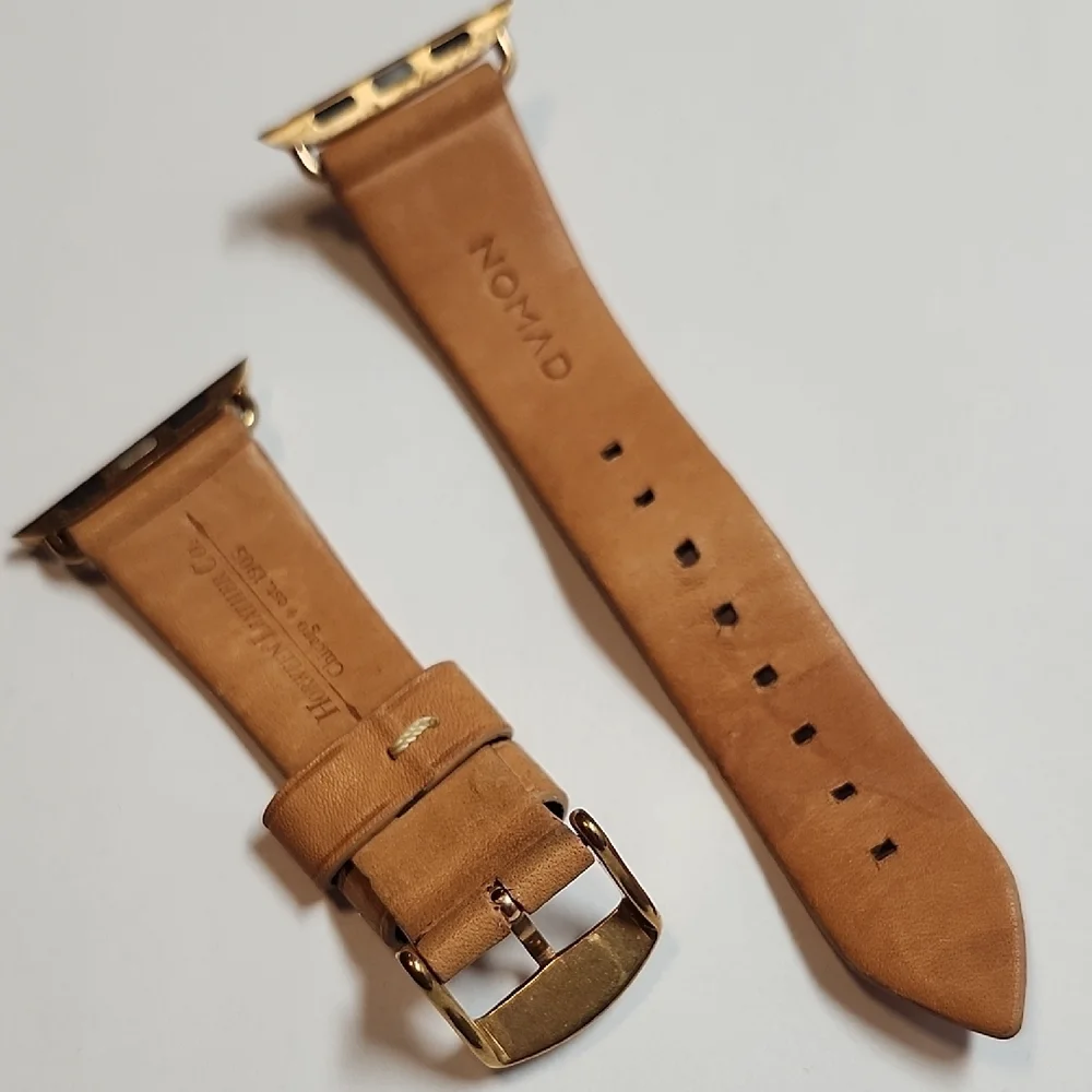 Nomad Tan Leather Watch Band with Gold Hardware